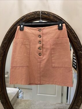 Soft pink corduroy mini skirt